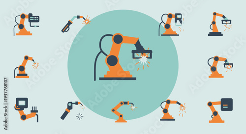 Robotic Arms Collection: Industrial Automation, Welding, Manufacturing & Technology Icons