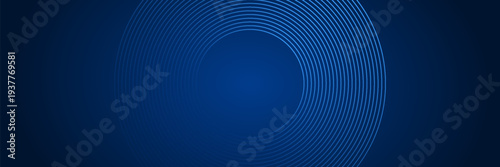 Abstract blue technology background with glowing circular lines pattern, digital network connection concept, futuristic geometric wave for corporate identity, web banner and wallpaper.