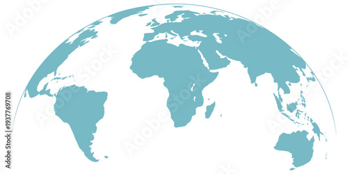 Curved World Map Silhouette Vector Featuring Half Globe of Blue Planet Earth for Global Business Geography Infographics International Communication Travel Data Visualization Illustration Design