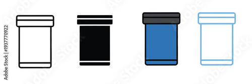 Plastic Supplement Jar Icon for Medicine, Proteins, and Healthcare Packaging. Vector Illustration.