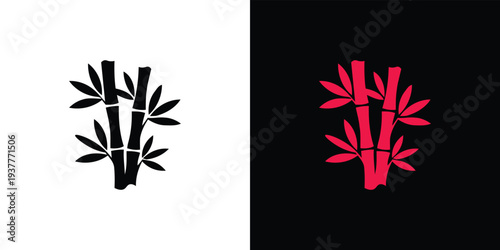 Black and red bamboo on white and black backgrounds symbol