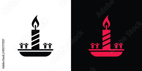 Black and red of people celebrating birthday with candle celebration