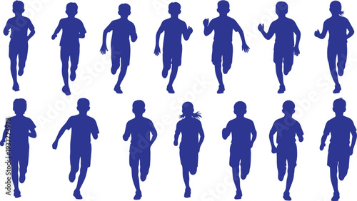 Collection of running silhouettes in various poses