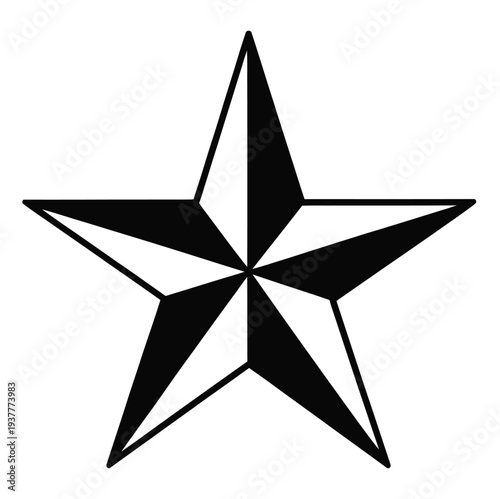 Lone star icon featuring sharp edges and bold outline, geometric star symbol, decorative and emblem design, modern flat vector illustration for logos, badges, and digital
