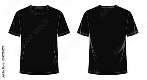 Black t shirt mockup displayed from front and back perspectives