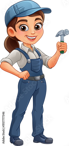 A woman female carpenter ho...