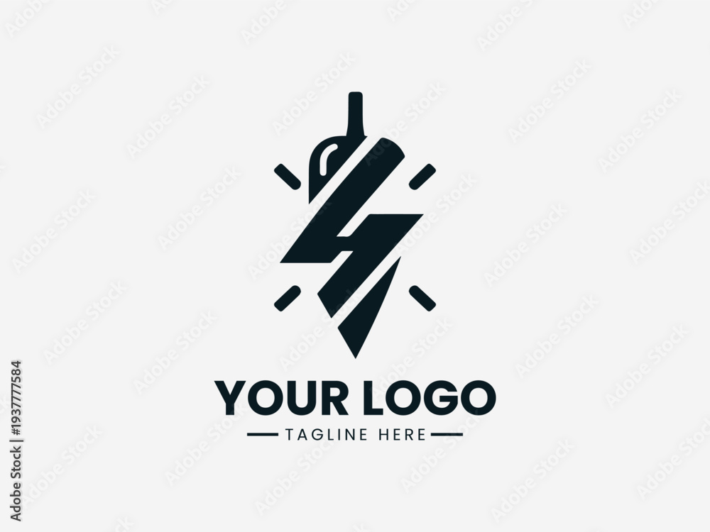 Fototapeta premium Lightning Bolt Pepper Modern Spicy black vector logo ilustrasi white background