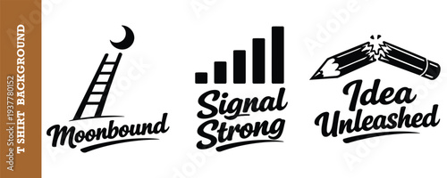 Creative minimalist graphic design featuring a moon ladder signal and pencil idea illustration isolated on transparency