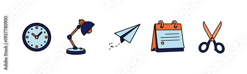 Modern office supplies and stationery in a vibrant color scheme