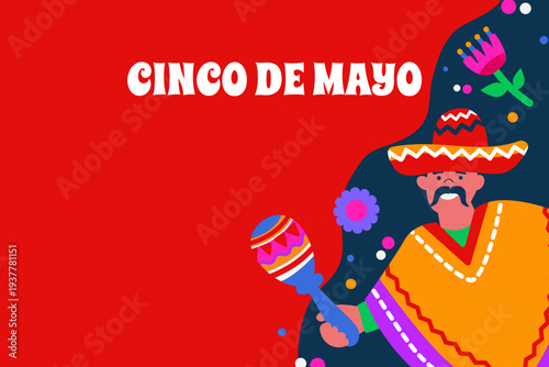 Cinco de Mayo colorful background for Mexican fiesta .  Vector illustration in flat style
