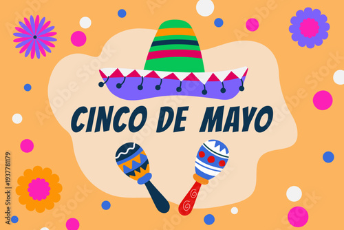 Cinco de Mayo colorful background for Mexican fiesta .  Vector illustration in flat style