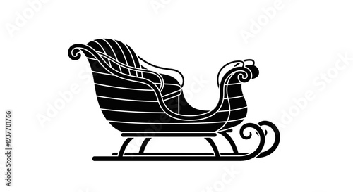 Silhouette of a vintage sleigh, evoking winter holidays and festive season, perfect for Christmas designs