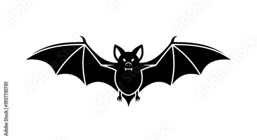 Spooky nocturnal creature silhouette with outstretched wings, a classic isolated animal vector illustration
