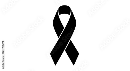 Single black silk ribbon shape, a universal emblem for awareness and compassionate causes