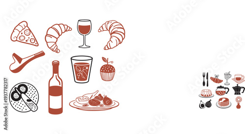 St patricks day icons including hat and shamrock