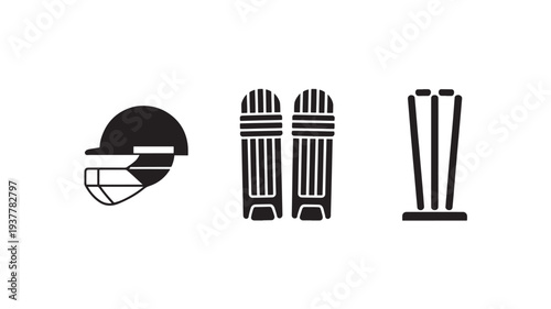 Cricket Helmet And Protective Gear For Sports Equipment Concepts