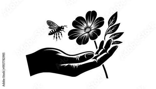 silhouette of a woman holding a flower