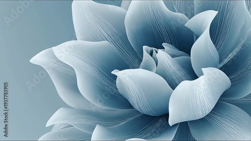 Elegant abstract blue flower blooming close-up with soft textured petals