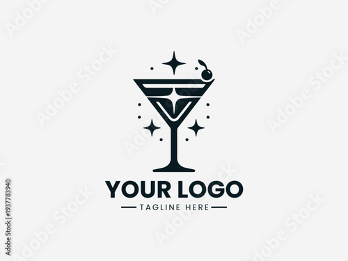 Luxury Cocktail Stellar Drink black vector logo illustration white background
