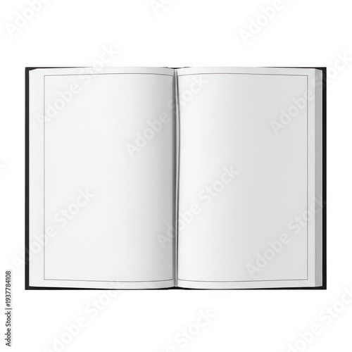A white book with a black border on a white background