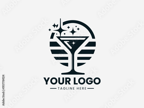 Luxury Cocktail Stellar Drink black vector logo illustration white background