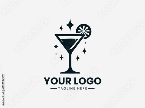 Luxury Cocktail Stellar Drink black vector logo illustration white background