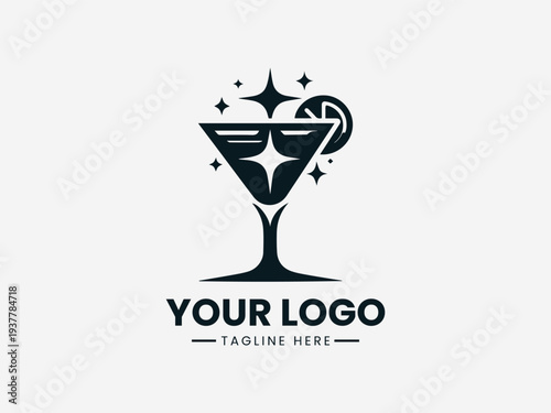 Luxury Cocktail Stellar Drink black vector logo illustration white background