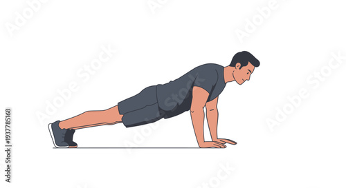 Man performing a pushup exercise on a mat.