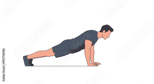 Man Performing Pushups Exercise for Fitness and Strength Training.