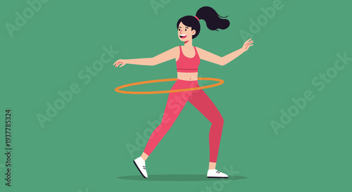 Woman Hula Hooping Fitness Activity.