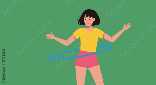 Woman Hula Hooping Fun Activity.