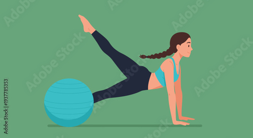 Woman Performing Pilates Exercise with Stability Ball 1.