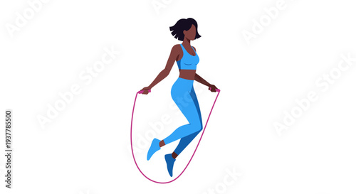 Young Woman Jumping Rope Fitness Workout.