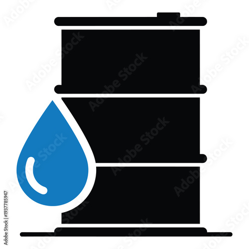 Oil barrel with a water droplet on the side  industrial graphic resource icon