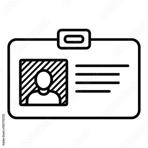 Simple line icon of an identification card with a persons silhouette  isolated on transparent background icon