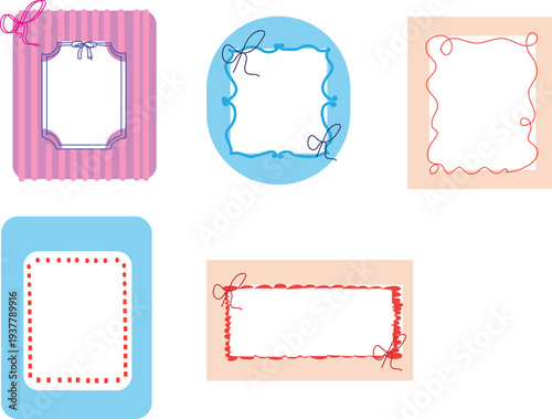 collection of decorative border frames, often described as coquette or whimsical style clipart, suitable for invitations, cards, or scrapbooking. 