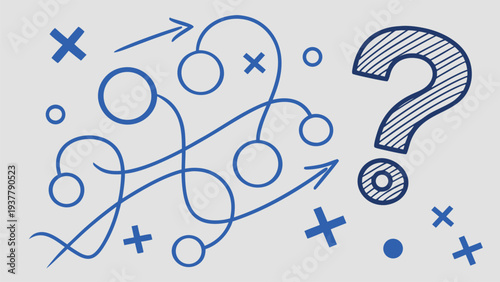 Business strategy concept with question mark and flowchart