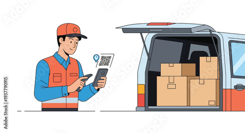 Warehouse worker checking packages vector