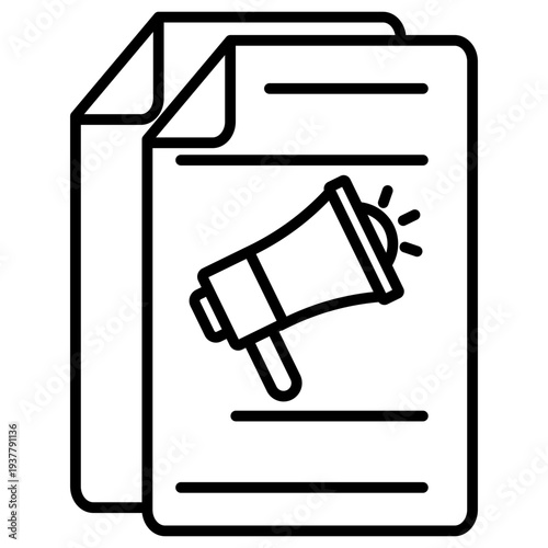 Ad Copy Outline Icon Illustration Vector