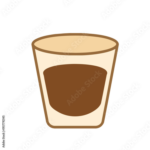 An illustrated depiction of a glass filled with a dark liquid, in a cartoon style