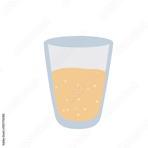 A cartoon-style depiction of a glass half-filled with a pale-golden beverage