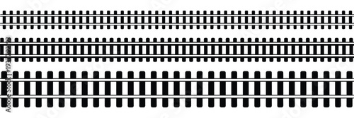 Railway, track vector icon with rails and train track symbols, railroad pictogram, railway infrastructure illustration, clean modern flat vector design for transportation, navigation, and digital 