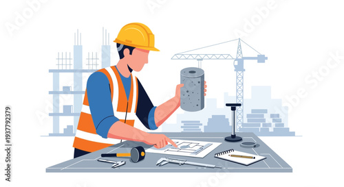 Construction supervisor reviewing plans vector