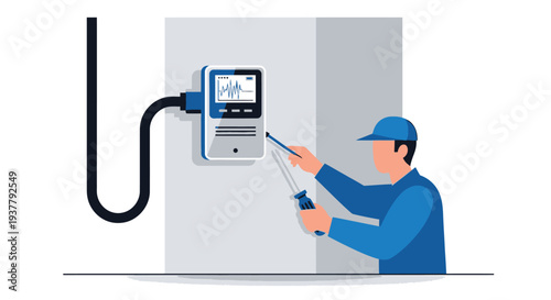EV charging technician servicing station vector