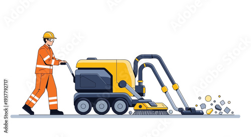 Industrial floor cleaner operator vector