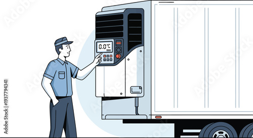 Refrigerated truck mechanic check vector