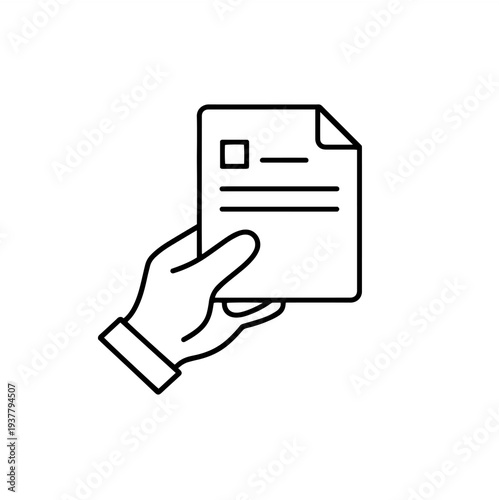 Hand Holding Document Icon – Paper File Delivery or Contract Vector