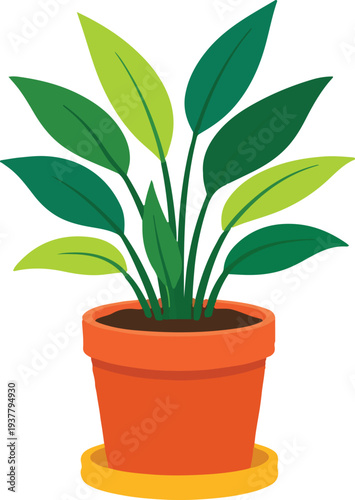 Flat Vector Potted Plant Decorative Element