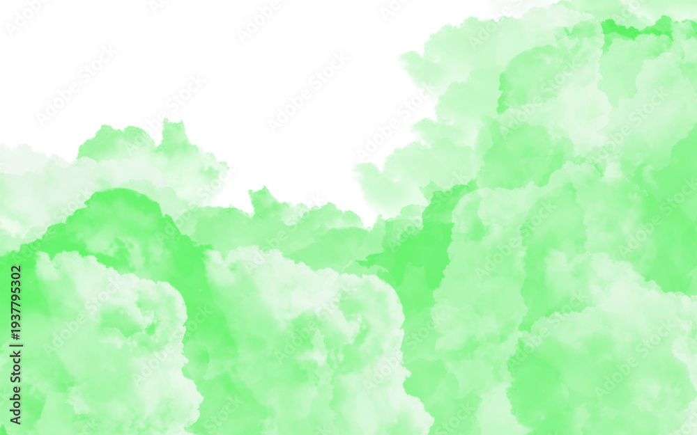 Fototapeta premium Green cloudy background vector illustration with white space, flat design
