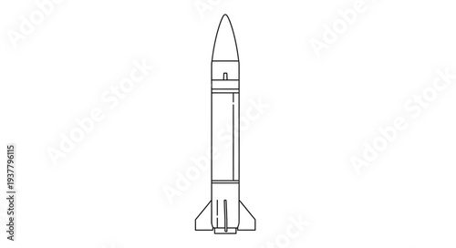 Simple Line Drawing of Rocket.